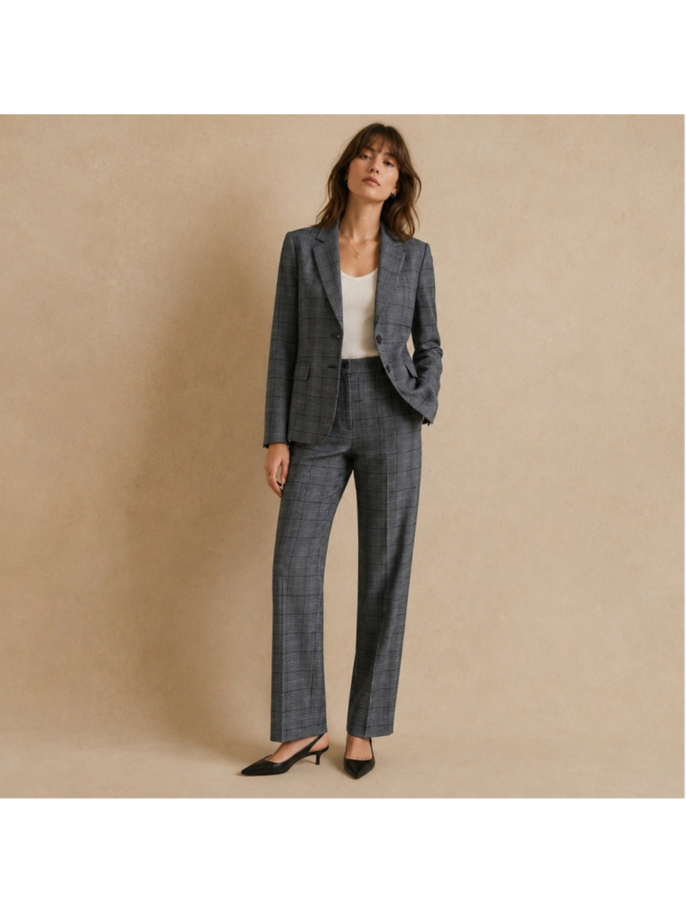 J.Crew Somerset Italian Wool Plaid Suit Gray Sz 0 Blazer & Pants Set